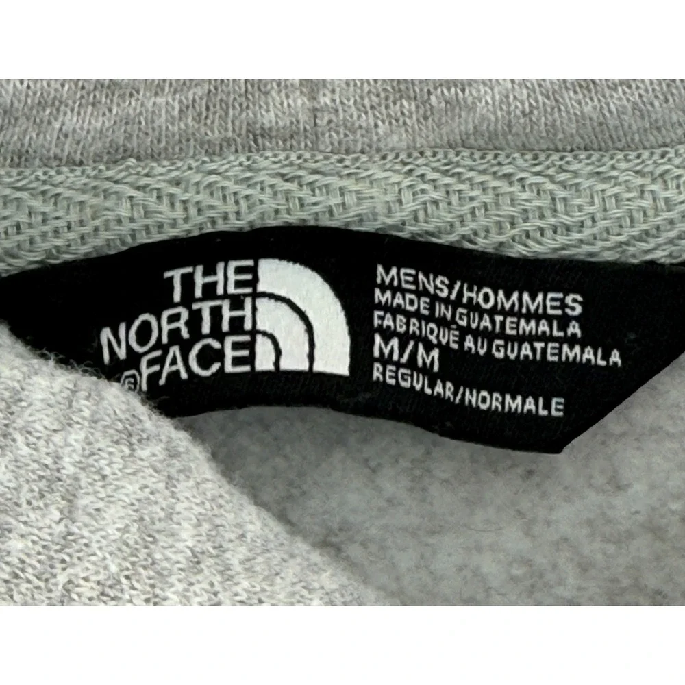 The North Face Mens M Hoodie Gray Logo‎ Stripe Pullover Fleece Kangaroo Pocket